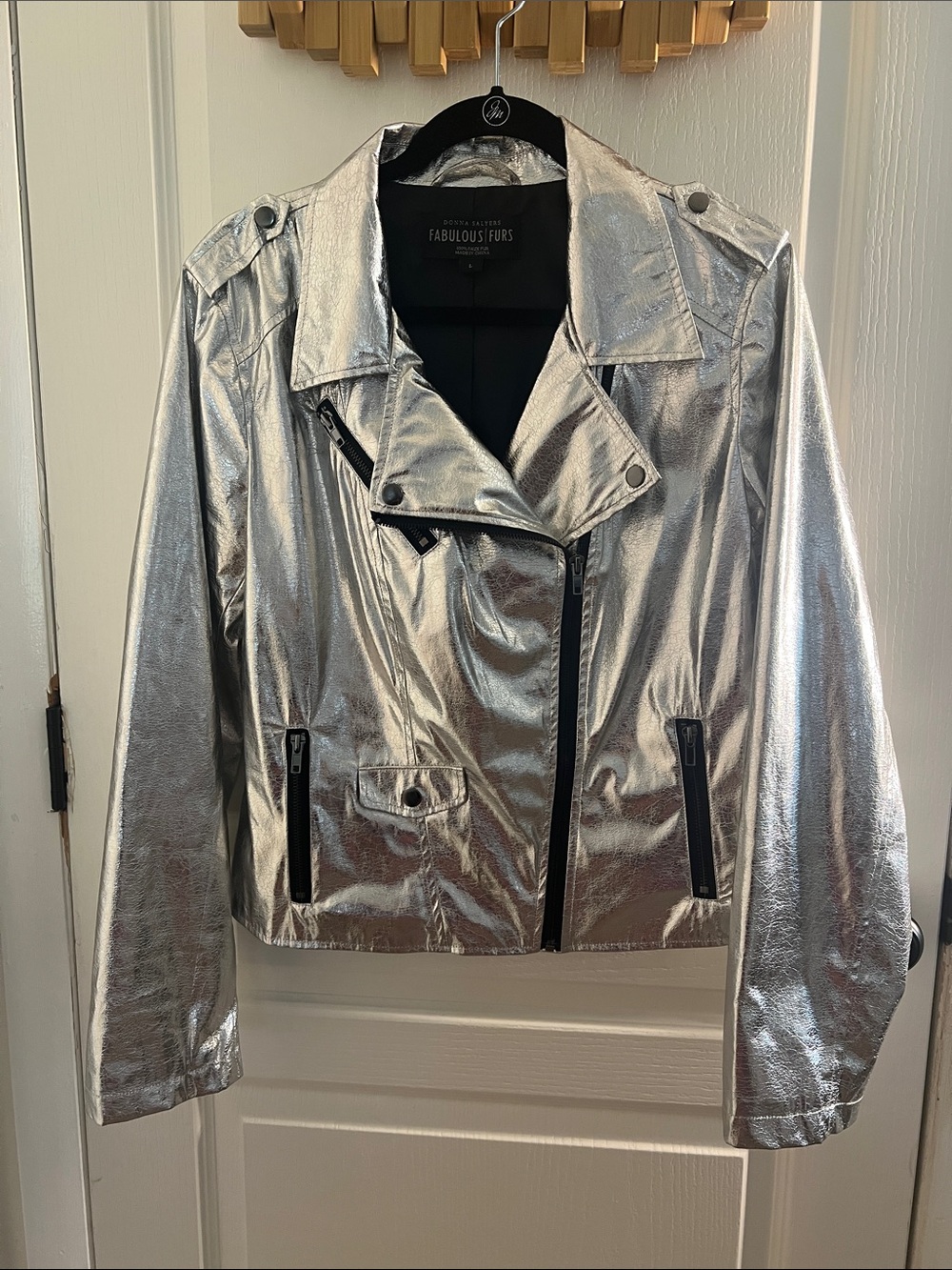 Fabulous Furs Metallic Silver Biker Jacket